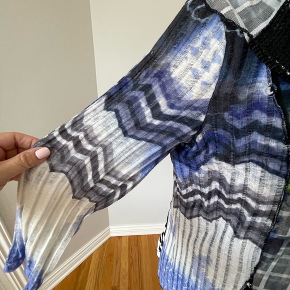 Ali Miles size large office blouse career mature modest color block mixed print - Picture 6 of 16